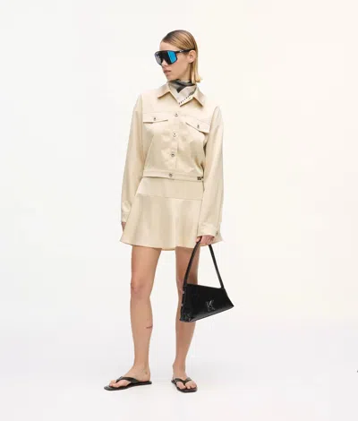 Kl Jeans Satin Mini Skirt In Gold