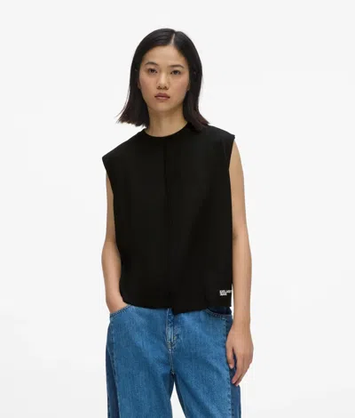Kl Jeans Seam Detail Tank Top In Black