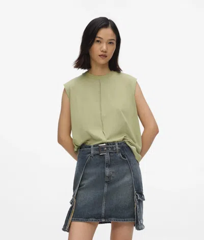 Kl Jeans Seam Detail Tank Top In Green