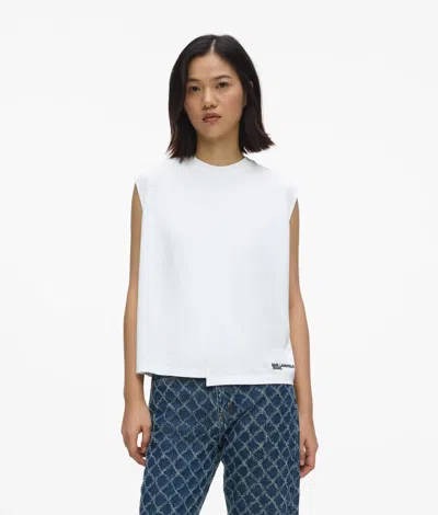 Kl Jeans Seam Detail Tank Top In White