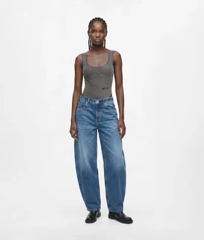 Kl Jeans Seamed Mid-rise Barrel-leg Jeans In Black