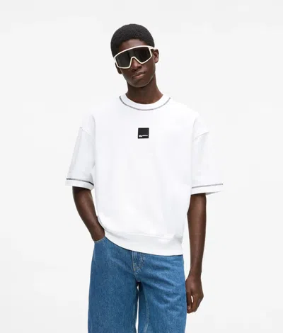Kl Jeans Short-sleeved Contrast Stitch Sweatshirt In White