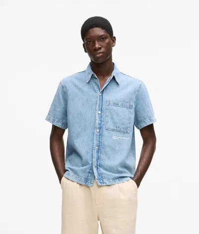 Kl Jeans Short-sleeved Denim Shirt In Blue
