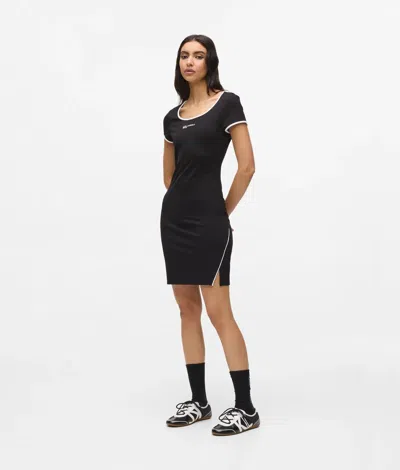 Kl Jeans Short-sleeved Fitted Dress In Black
