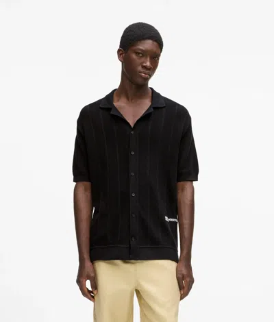 Kl Jeans Short-sleeved Knit Polo Shirt In Black