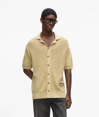 Kl Jeans Short-sleeved Knit Polo Shirt In Sand