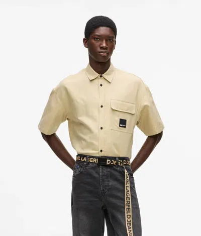 Kl Jeans Short-sleeved Linen Blend Shirt In Sand