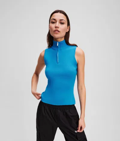Kl Jeans Sleeveless Knitted Top In Blue