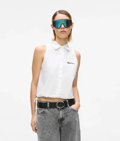 Kl Jeans Sleeveless Shirt In White