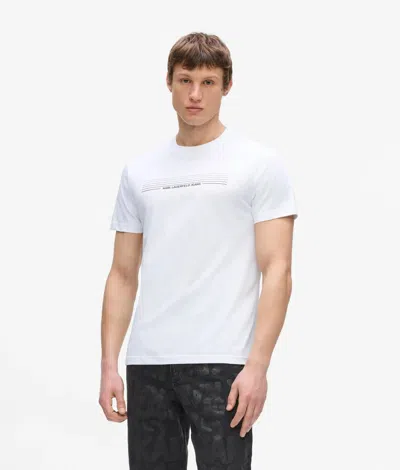 Kl Jeans Slim Striped Logo T-shirt In White