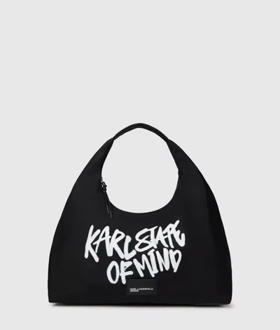 Kl Jeans Slouchy Karl Quote Tote Bag In Black