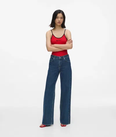 Kl Jeans Split-hem Mid-rise Relaxed Jeans In Blue