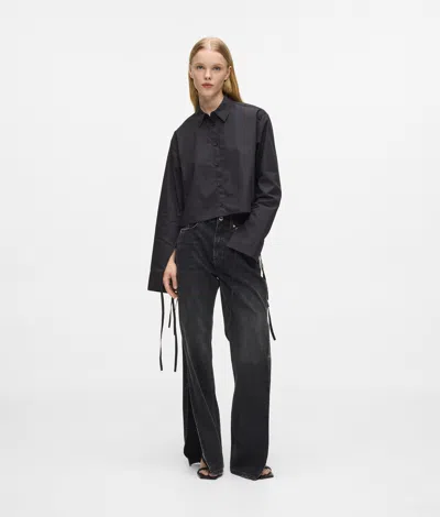 Kl Jeans Split-leg High-rise Straight Jeans In Black