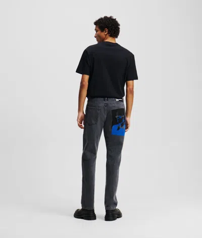 Kl Jeans Straight Print Jeans In Black