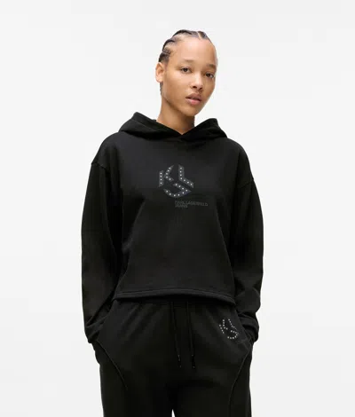 Kl Jeans Studded Monogram Hoodie In Gray