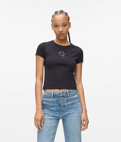 Kl Jeans Studded Monogram T-shirt In Black