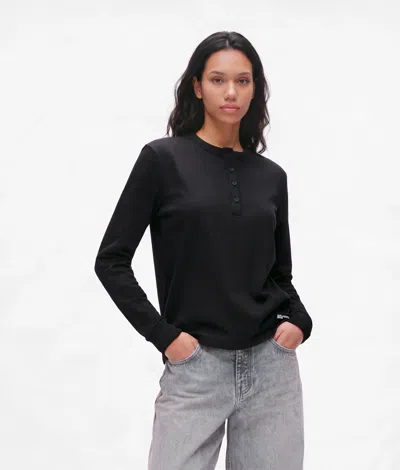 Kl Jeans Sweat-shirt À Patte De Boutonnage In Noir