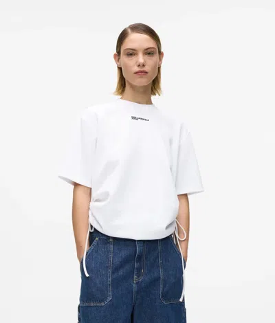Kl Jeans Tie Detail Ruched T-shirt In White