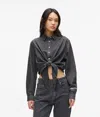 Kl Jeans Tie-front Denim Shirt In Black