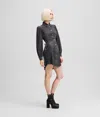 Kl Jeans Tied Waist Denim Shirt Dress In Gray