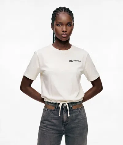 Kl Jeans Tied-hem T-shirt In Egret