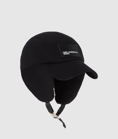 Kl Jeans Trapper Cap In Black
