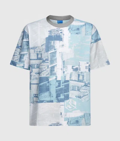 Kl Jeans T-shirt Décontracté Cityscape In Impression Intégrale Noire À Effet Béton