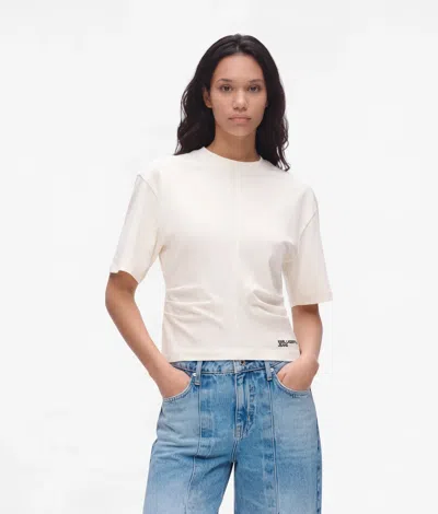 Kl Jeans T-shirt Froncé À Manches Larges In Aigrette