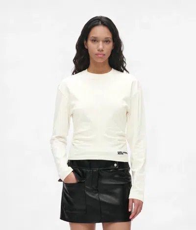Kl Jeans T-shirt Froncé À Manches Longues In Aigrette