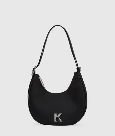 Kl Jeans Twin Strap Moon Bag In Black