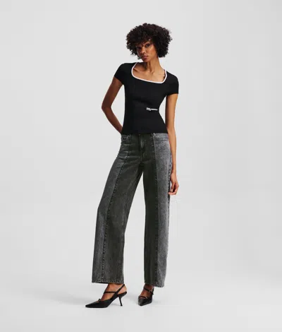 Kl Jeans Two-tone Mid-rise Relaxed Jeans In Black