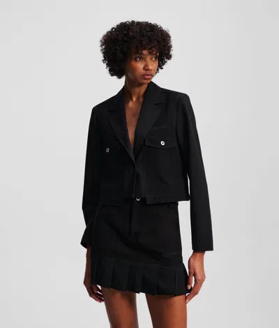Kl Jeans Utility Blazer In Black