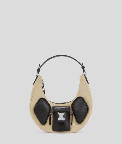 Kl Jeans Utility Canvas Moon Shoulder Bag In Sand