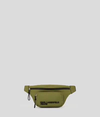 Kl Jeans Utility Coated Belt Bag In Green