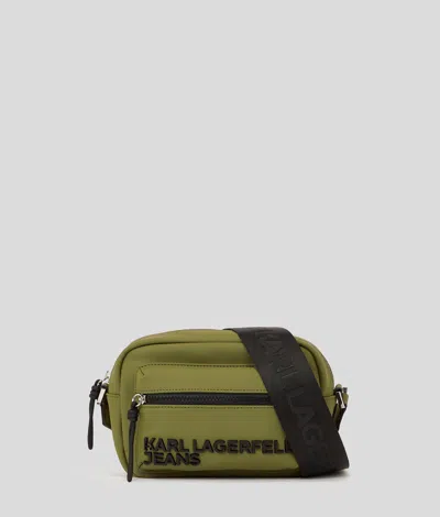 Kl Jeans Utility Coated Crossbody Bag In Green