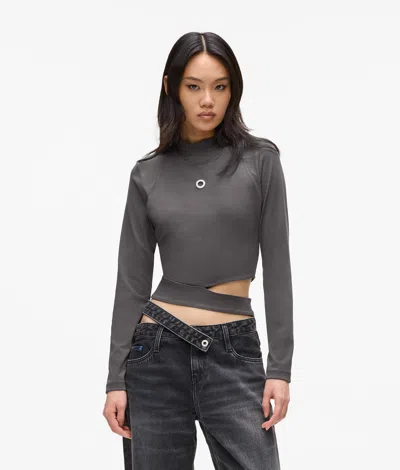 Kl Jeans Utility Cutout Top In Gray