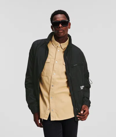 Kl Jeans Utility Zip-up Jacket In Black