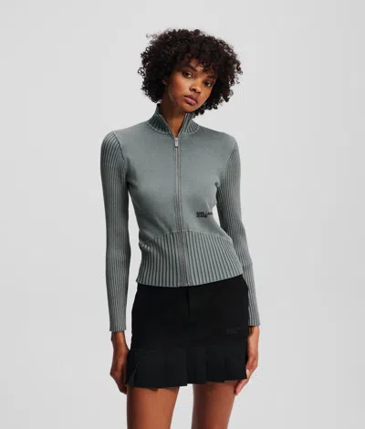 Kl Jeans Utility Zip-up Sweater In Blue