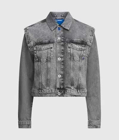 Kl Jeans Veste En Denim Transformable In Gris Acide