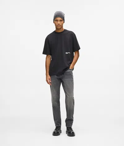 Kl Jeans Vintage Wash Tapered Jeans In Gray