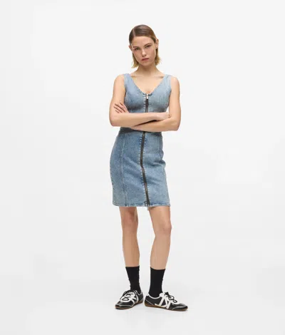 Kl Jeans V-neck Denim Dress In Blue