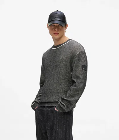 Kl Jeans Waffle Knit Sweater In Gray