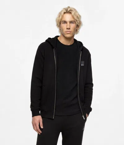 Kl Jeans Waffle Zip-up Hoodie In Black