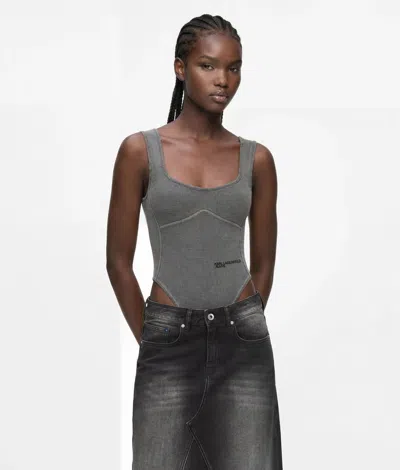 Kl Jeans Washed Bodysuit In Washed Tornado