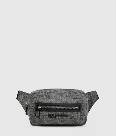 Kl Jeans Washed Denim Belt Bag In Black