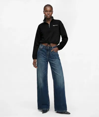 Kl Jeans Washed Low-rise Wide-leg Jeans In Blue