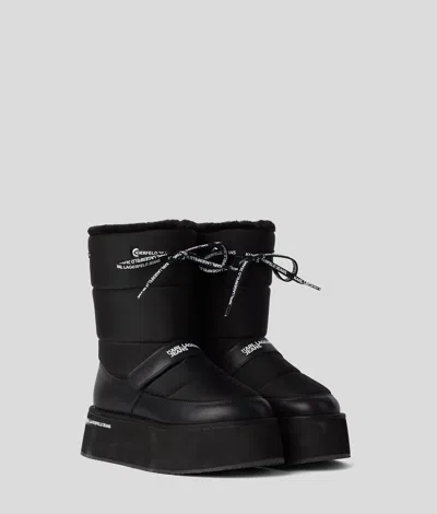 Kl Jeans Wedge Puffa Boots In Black