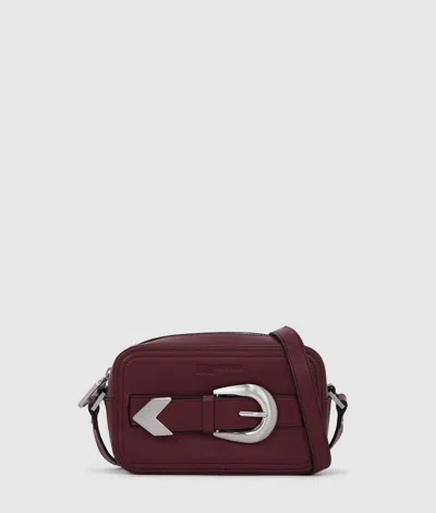 Kl Jeans Western Camera Bag In Burgundy