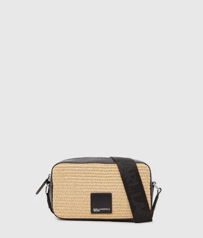 Kl Jeans Woven Camera Bag In Brown