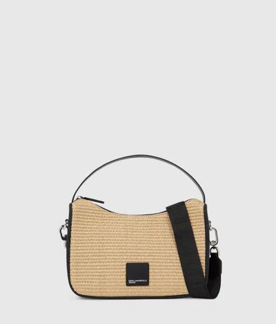 Kl Jeans Woven Mini Hobo Bag In Brown
